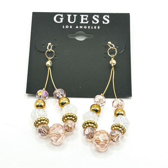 NWOT Beautiful multi pastel colors beaded dangle earrings, Guess - Picture 7 of 9